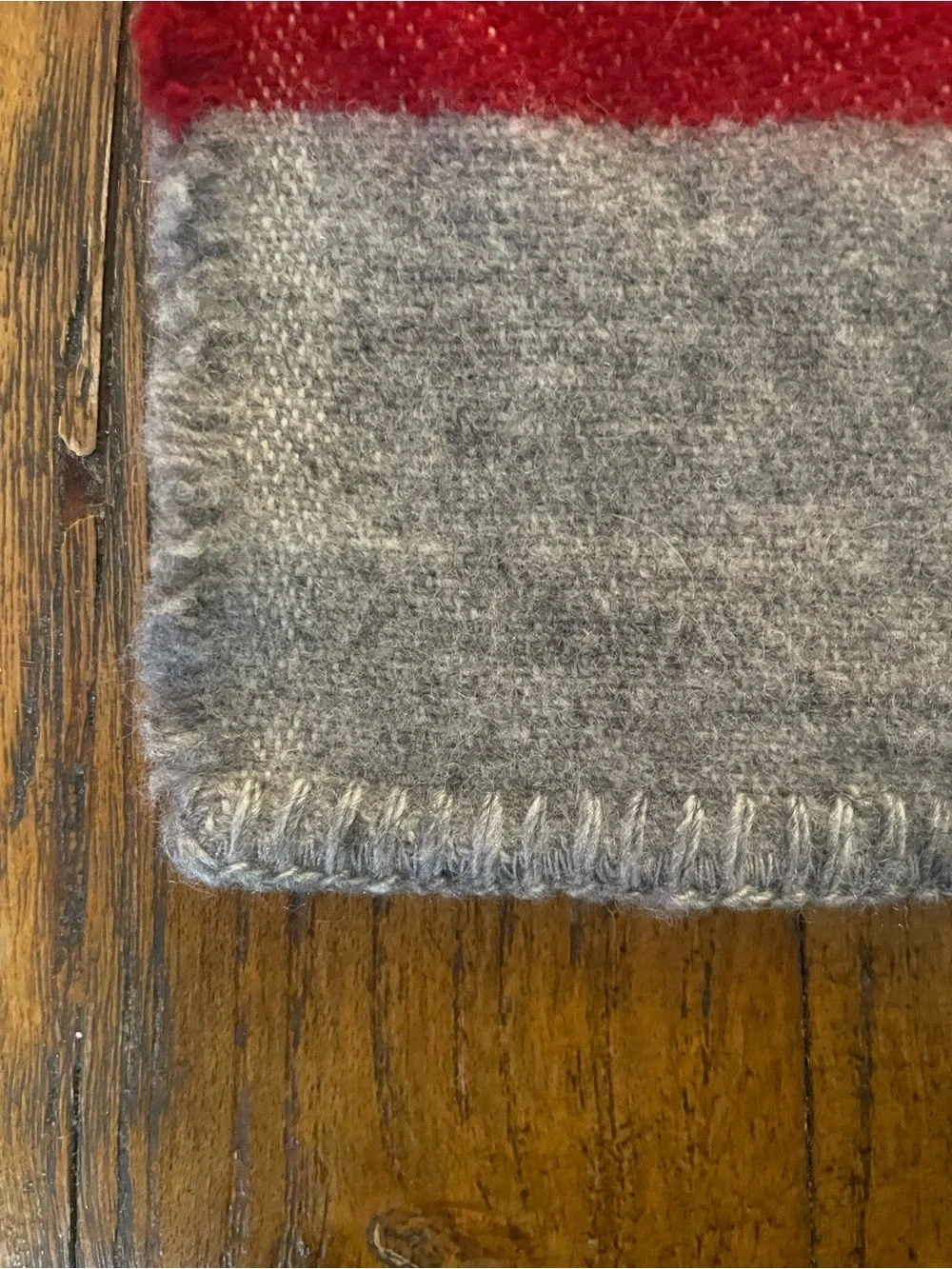 Men's Faribault Woolen Mill Co. Gray Wool Scarf with Navy, Yellow & Red Stripes